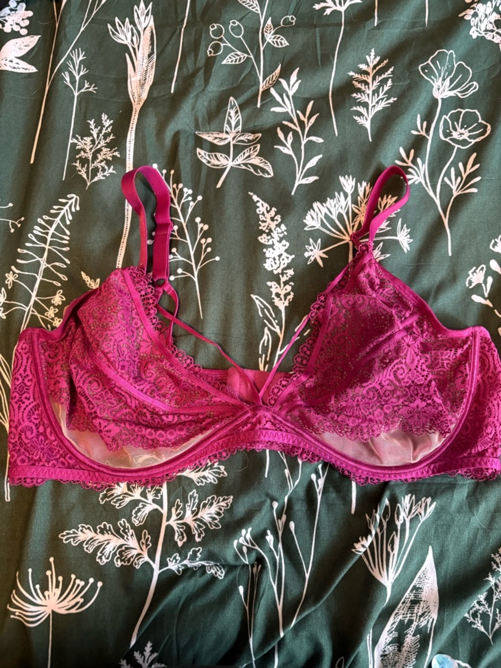 ✨BUY 1 GET 1 FREE✨ Adore Me Lace Unlined Bra - Deep Magenta
